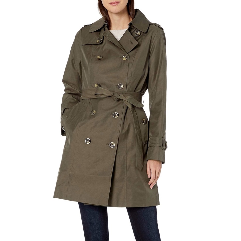London Fog Fatigue Green/Khaki Double-Breasted Trench Coat
